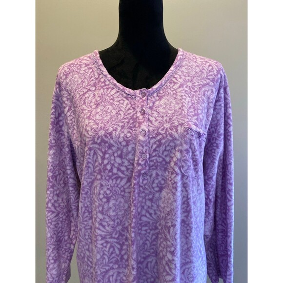 Women’s Pajama Gown Fleece Purple Size ? XL Oversized Relaxed Fit Comfortable - Picture 2 of 10